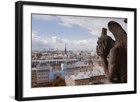 A Gargoyle Stares Out from Notre Dame De Paris Cathedral, Paris, France, Europe-Julian Elliott-Framed Photographic Print