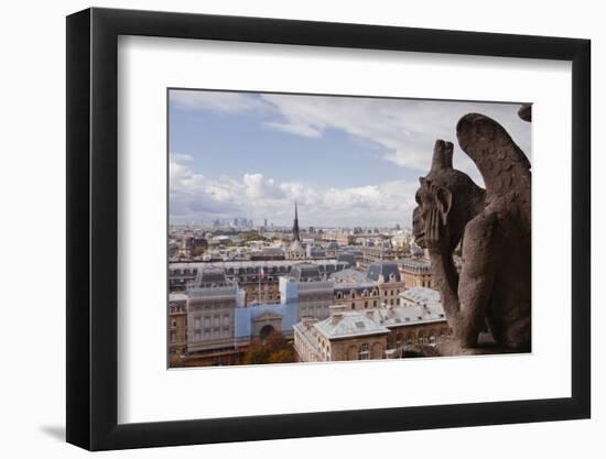 A Gargoyle Stares Out from Notre Dame De Paris Cathedral, Paris, France, Europe-Julian Elliott-Framed Photographic Print