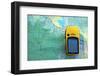 A Garmin Gps Gets Matched Up with a Map Outside of Bishop, California-Brett Holman-Framed Photographic Print