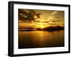 A Gas Giant and Multiple Moons Look Down on a Beautiful Island Sunset-Stocktrek Images-Framed Photographic Print