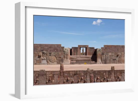 A Gate with a Sculpted Figure and the Temple of Kalasasaya-Alex Saberi-Framed Photographic Print