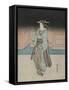 A Geisha on an Evening Stroll in Fukagawa-Utagawa Toyokuni-Framed Stretched Canvas