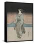 A Geisha on an Evening Stroll in Fukagawa-Utagawa Toyokuni-Framed Stretched Canvas