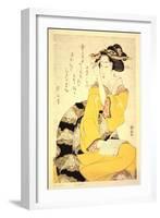 A Geisha Reading a Book, 19th Century-Kikukawa Eizan-Framed Giclee Print