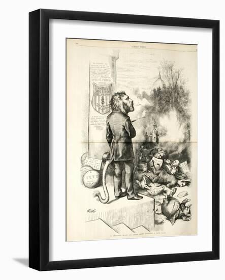 A General Blow Up - Dead Asses Kicking a Live Lion, 1874-Thomas Nast-Framed Giclee Print