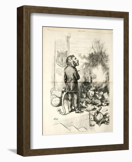 A General Blow Up - Dead Asses Kicking a Live Lion, 1874-Thomas Nast-Framed Giclee Print