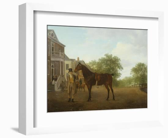 A Gentleman Holding a Saddled Horse in a Street by a Canal-Jacques-Laurent Agasse-Framed Giclee Print