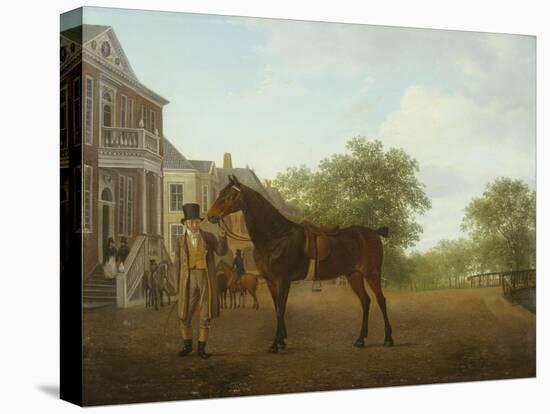 A Gentleman Holding a Saddled Horse in a Street by a Canal-Jacques-Laurent Agasse-Stretched Canvas