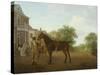 A Gentleman Holding a Saddled Horse in a Street by a Canal-Jacques-Laurent Agasse-Stretched Canvas