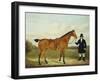 A Gentleman Holding His Hunter in a Landscape-E.W. Gill-Framed Giclee Print