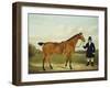 A Gentleman Holding His Hunter in a Landscape-E.W. Gill-Framed Giclee Print