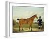 A Gentleman Holding His Hunter in a Landscape-E.W. Gill-Framed Giclee Print