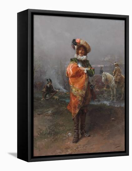 A Gentleman in a Cloak (Oil on Canvas)-Cesare-Auguste Detti-Framed Stretched Canvas