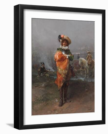A Gentleman in a Cloak (Oil on Canvas)-Cesare-Auguste Detti-Framed Giclee Print