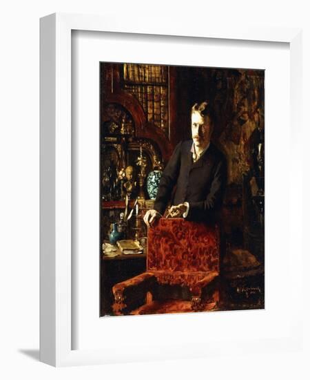 A Gentleman in an Interior, 1881-Joseph-gabriel Aubrun-Framed Giclee Print