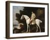 A Gentleman on a Grey Horse in a Rocky Wooded Landscape-George Stubbs-Framed Giclee Print