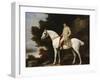 A Gentleman on a Grey Horse in a Rocky Wooded Landscape-George Stubbs-Framed Giclee Print