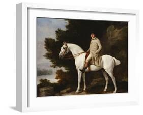 A Gentleman on a Grey Horse in a Rocky Wooded Landscape-George Stubbs-Framed Giclee Print