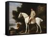 A Gentleman on a Grey Horse in a Rocky Wooded Landscape-George Stubbs-Framed Stretched Canvas