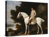 A Gentleman on a Grey Horse in a Rocky Wooded Landscape-George Stubbs-Stretched Canvas