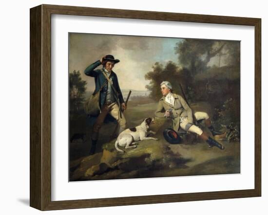 A Gentleman Reclining with a Gun and Dog and his Gamekeeper Standing Nearby-Henry Walton-Framed Giclee Print