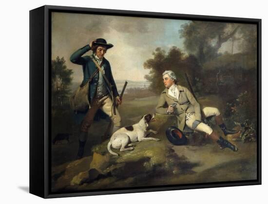 A Gentleman Reclining with a Gun and Dog and his Gamekeeper Standing Nearby-Henry Walton-Framed Stretched Canvas