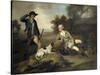 A Gentleman Reclining with a Gun and Dog and his Gamekeeper Standing Nearby-Henry Walton-Stretched Canvas