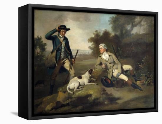 A Gentleman Reclining with a Gun and Dog and his Gamekeeper Standing Nearby-Henry Walton-Framed Stretched Canvas