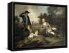 A Gentleman Reclining with a Gun and Dog and his Gamekeeper Standing Nearby-Henry Walton-Framed Stretched Canvas