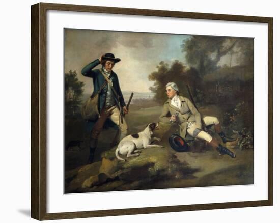 A Gentleman Reclining with a Gun and Dog and his Gamekeeper Standing Nearby-Henry Walton-Framed Giclee Print