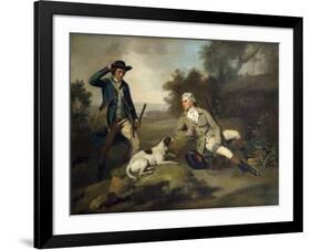 A Gentleman Reclining with a Gun and Dog and his Gamekeeper Standing Nearby-Henry Walton-Framed Giclee Print