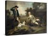 A Gentleman Reclining with a Gun and Dog and his Gamekeeper Standing Nearby-Henry Walton-Stretched Canvas