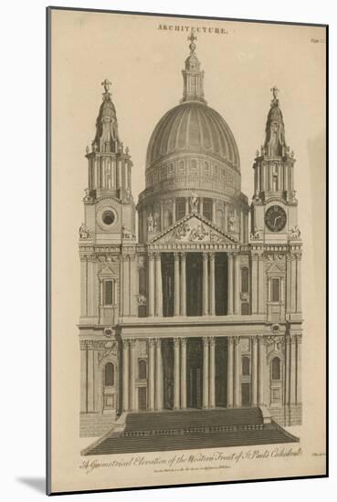 A Geometrical Elevation of the Western Front of St Paul's Cathedral-null-Mounted Giclee Print