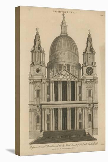 A Geometrical Elevation of the Western Front of St Paul's Cathedral-null-Stretched Canvas