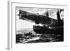 A German Airship Commencing a Raid: Holding Up a Neutral Ship, from 'The Illustrated War News'-null-Framed Giclee Print