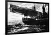 A German Airship Commencing a Raid: Holding Up a Neutral Ship, from 'The Illustrated War News'-null-Framed Giclee Print