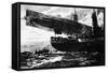 A German Airship Commencing a Raid: Holding Up a Neutral Ship, from 'The Illustrated War News'-null-Framed Stretched Canvas