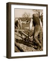 A German Farmer at Work-German photographer-Framed Giclee Print