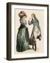 A German Man Greeting a Woman, Ca. 1700 - German Man Greeting a Woman, 1700S. Antique Hand-Colored-null-Framed Giclee Print