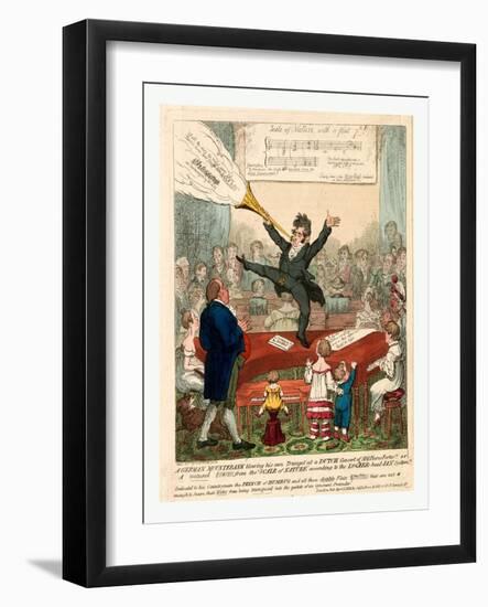 A German Mountebank Blowing His Own Trumpet at a Dutch Concert of 500 Piano Fortes-null-Framed Giclee Print