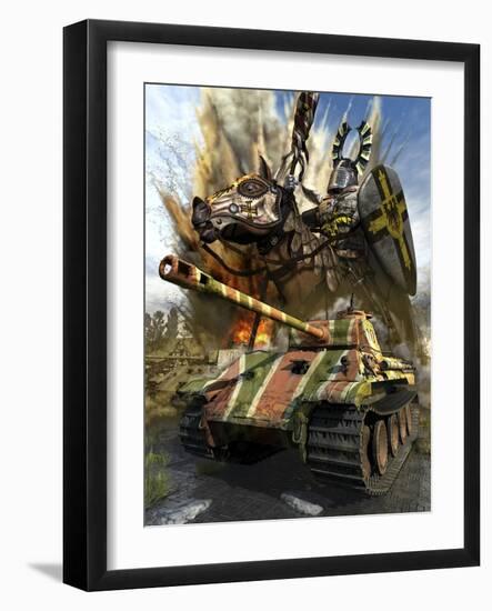 A German Panzer V Medium Tank with a Spirtual Force of the Teutonic Knight-Stocktrek Images-Framed Art Print