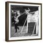 A German Shepherd Police Dog Jumping a Hurdle During a Training Session-null-Framed Photographic Print