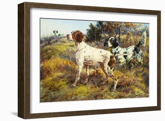 A German-Short Haired Pointer and Two Setters in a Landscape-Edmund Henry Osthaus-Framed Giclee Print