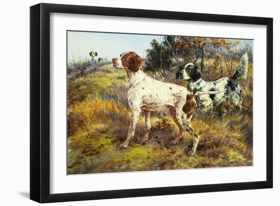 A German-Short Haired Pointer and Two Setters in a Landscape-Edmund Henry Osthaus-Framed Giclee Print