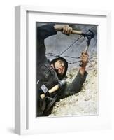 A German Soldier Cutting Through Barbed Wire During an Assalt, 1942-null-Framed Giclee Print