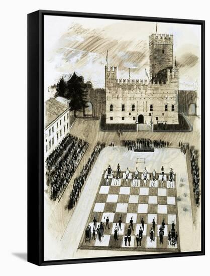A Giant Game of Chess Is Part of a Festival at the Town of Marcostica-null-Framed Stretched Canvas