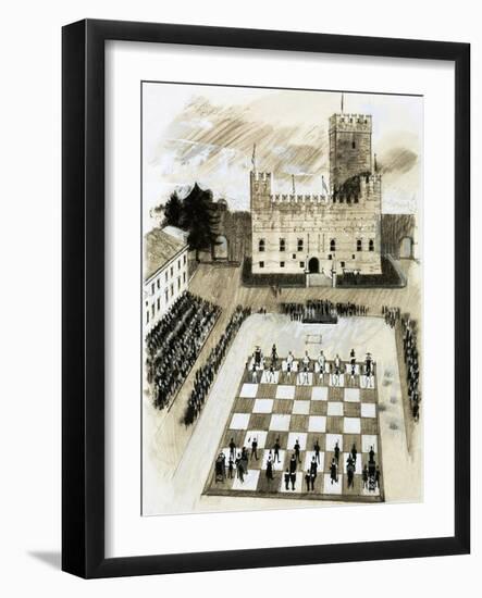 A Giant Game of Chess Is Part of a Festival at the Town of Marcostica-null-Framed Giclee Print