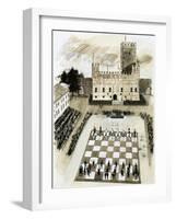 A Giant Game of Chess Is Part of a Festival at the Town of Marcostica-null-Framed Giclee Print