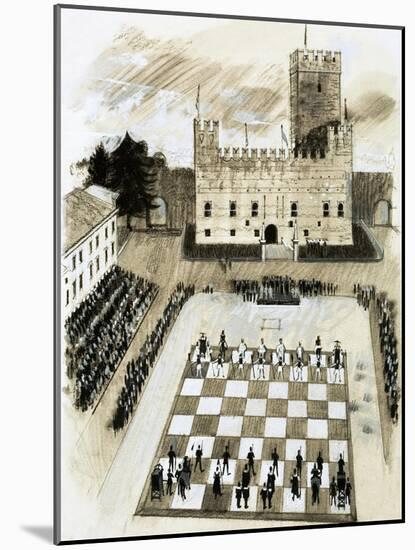 A Giant Game of Chess Is Part of a Festival at the Town of Marcostica-null-Mounted Giclee Print