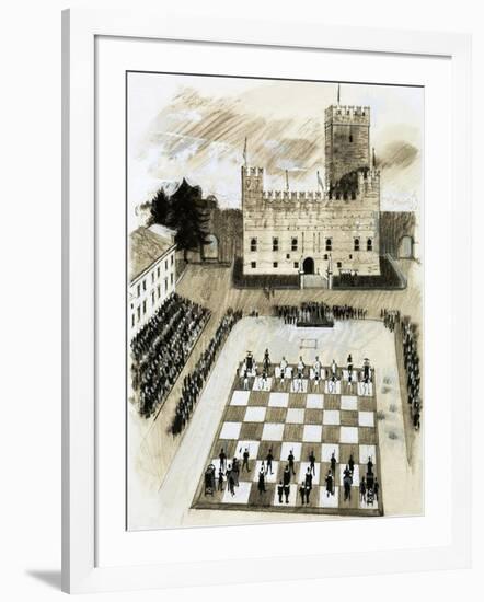 A Giant Game of Chess Is Part of a Festival at the Town of Marcostica-null-Framed Giclee Print